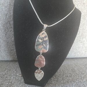 Style & Co. Sterling Silver Hammered Triple Drop Pendant Necklace